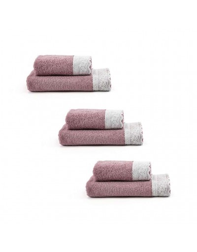 Le Telerie Towels For Unisex SET SPUGNA ELLY 3+3 ROSA