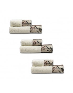 Le Telerie Towels For Unisex SET SPUGNA LEAVES 3+3 CREMA 