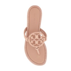 pavé leather thong sandals