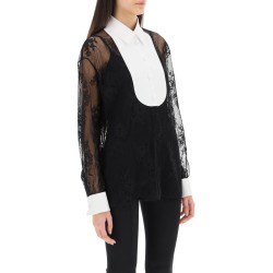 lace shirt with plastron