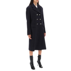 double-breasted virgin wool coat