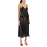 polka dot slip dress with studs and rhinestones