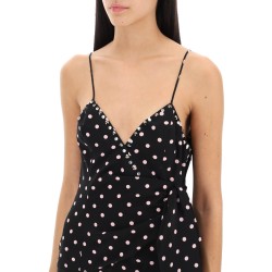 polka dot slip dress with studs and rhinestones