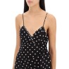 polka dot slip dress with studs and rhinestones