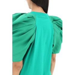 t-shirt with ruched balloon sleeves in poly faille