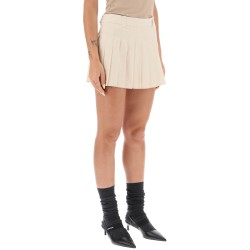 pleated mini skirt with logo all-over