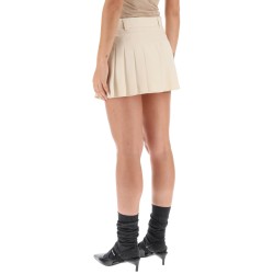 pleated mini skirt with logo all-over