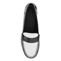 leather loafers with embossed logo