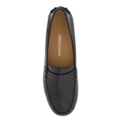 embossed logo loafers