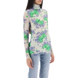 long-sleeved top in mesh with floral pattern