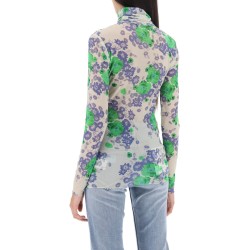 long-sleeved top in mesh with floral pattern