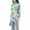 long-sleeved top in mesh with floral pattern