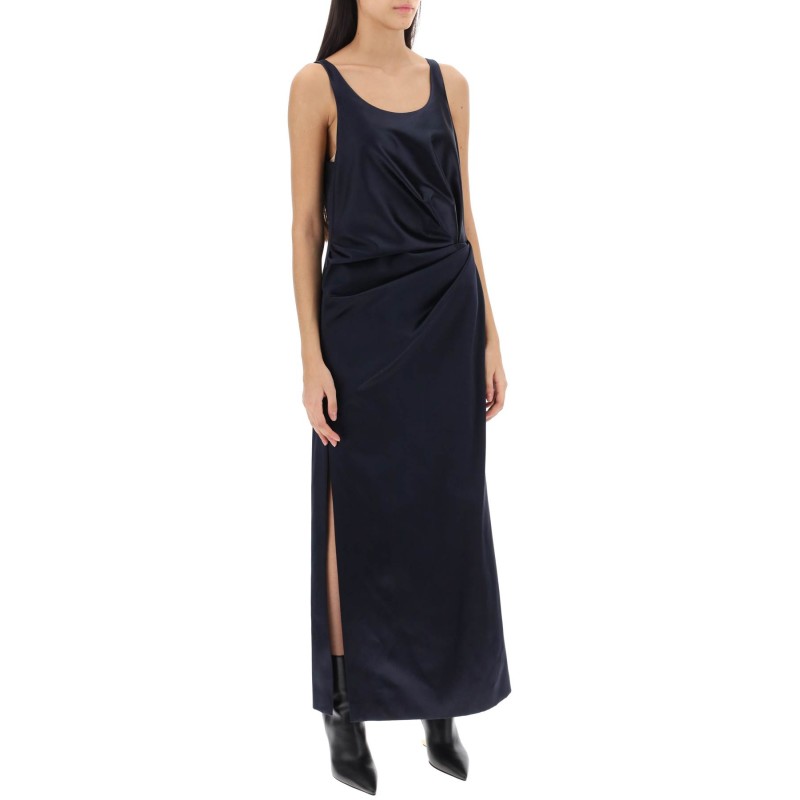 draped duchess satin dress