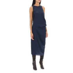 draped ff silk midi dress