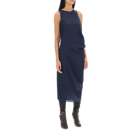 draped ff silk midi dress