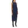 draped ff silk midi dress