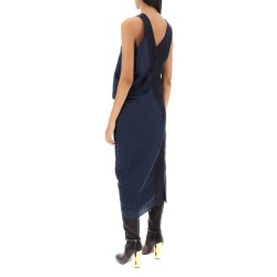 draped ff silk midi dress