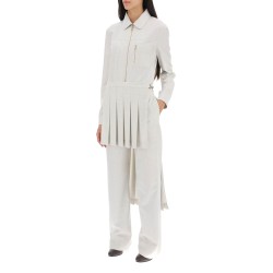 wool jumpsuit with pleated panels