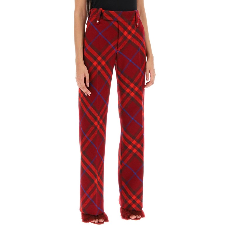 burberry check wool pants