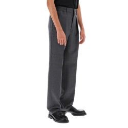 single pleat merino wool trousers