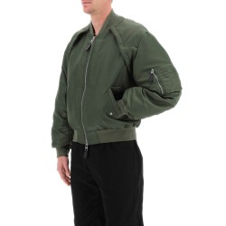 convertible bomber jacket in nylon satin