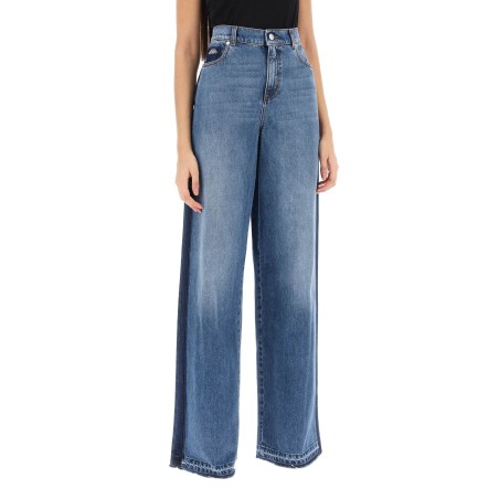 wide leg jeans with contrasting details