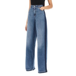 wide leg jeans with contrasting details