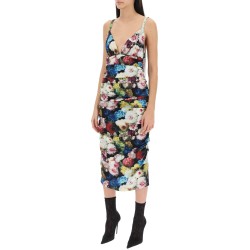 nocturnal flower draped midi dress