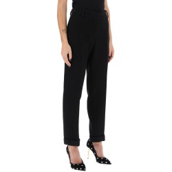 cuffed wool crepe trousers