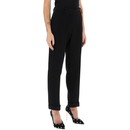 cuffed wool crepe trousers