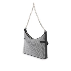 satin 'voyou party' shoulder bag with rhinestones