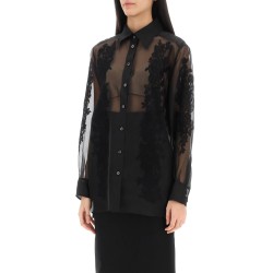 organza shirt with lace inserts