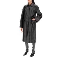 crocodile embossed leather coat