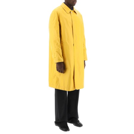 trench coat in worn-out effect coated cotton