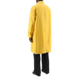 trench coat in worn-out effect coated cotton