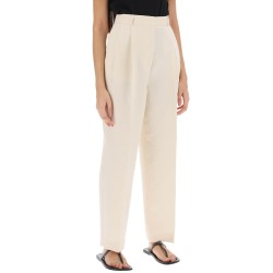 double-pleated viscose trousers