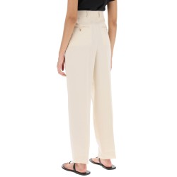 double-pleated viscose trousers