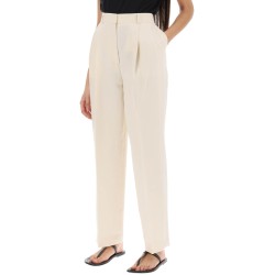 double-pleated viscose trousers