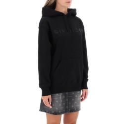 hoodie with rhinestone-studded logo