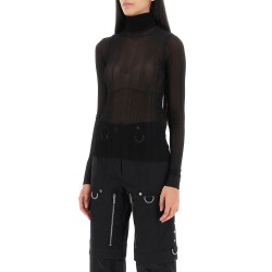 turtleneck sweater in transparent knit