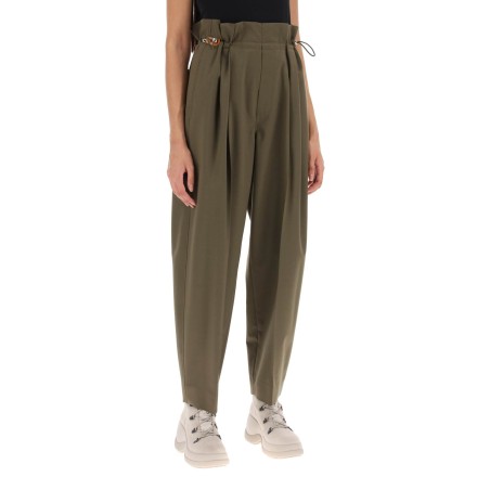 stretch wool drawstring pants