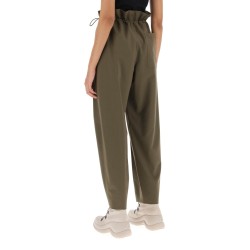 stretch wool drawstring pants