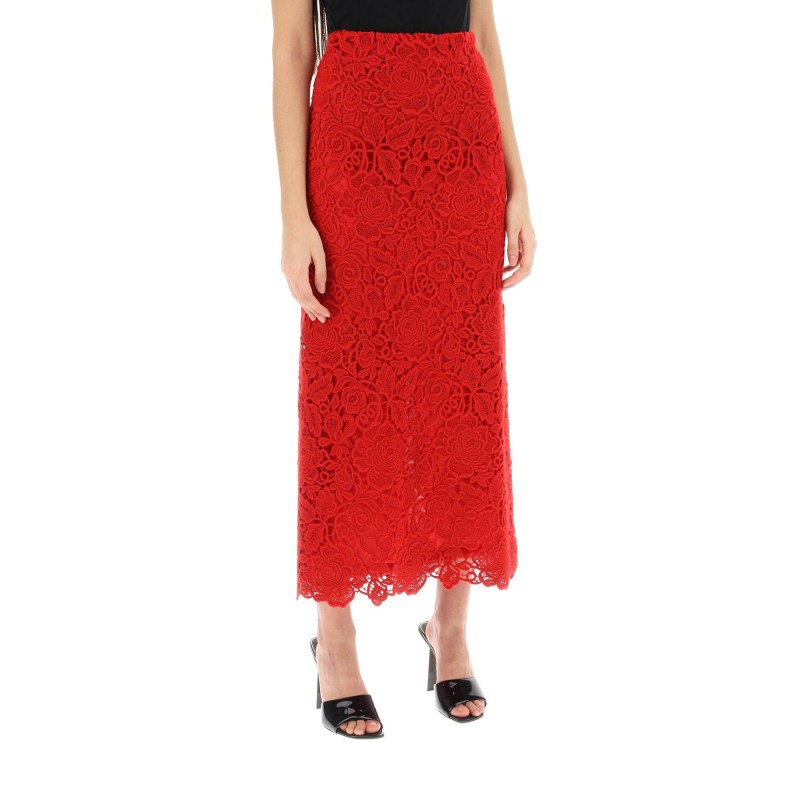 floral guipure lace pencil skirt