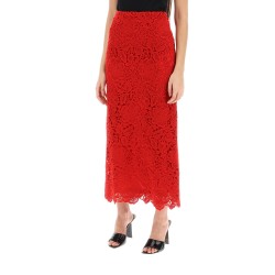 floral guipure lace pencil skirt