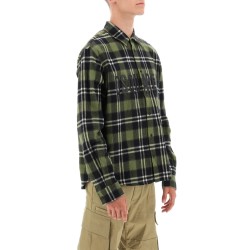 check flannel shirt with rubberized logo