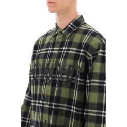 check flannel shirt with rubberized logo