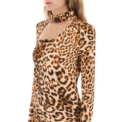 leopard printed jersey mini dress