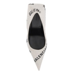 logoed square knife pumps with rhinestones