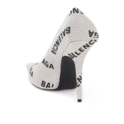 logoed square knife pumps with rhinestones