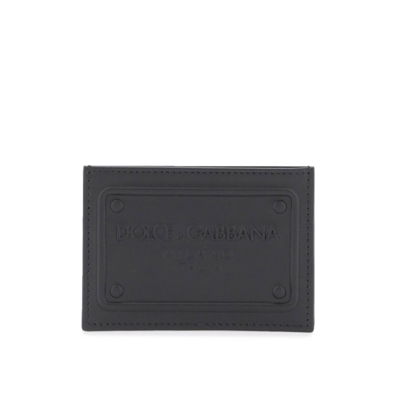 embossed logo leather cardholder